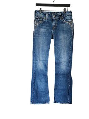 Silver Jeans Suki Bootcut Distressed Sequined Jeans Womens size 29